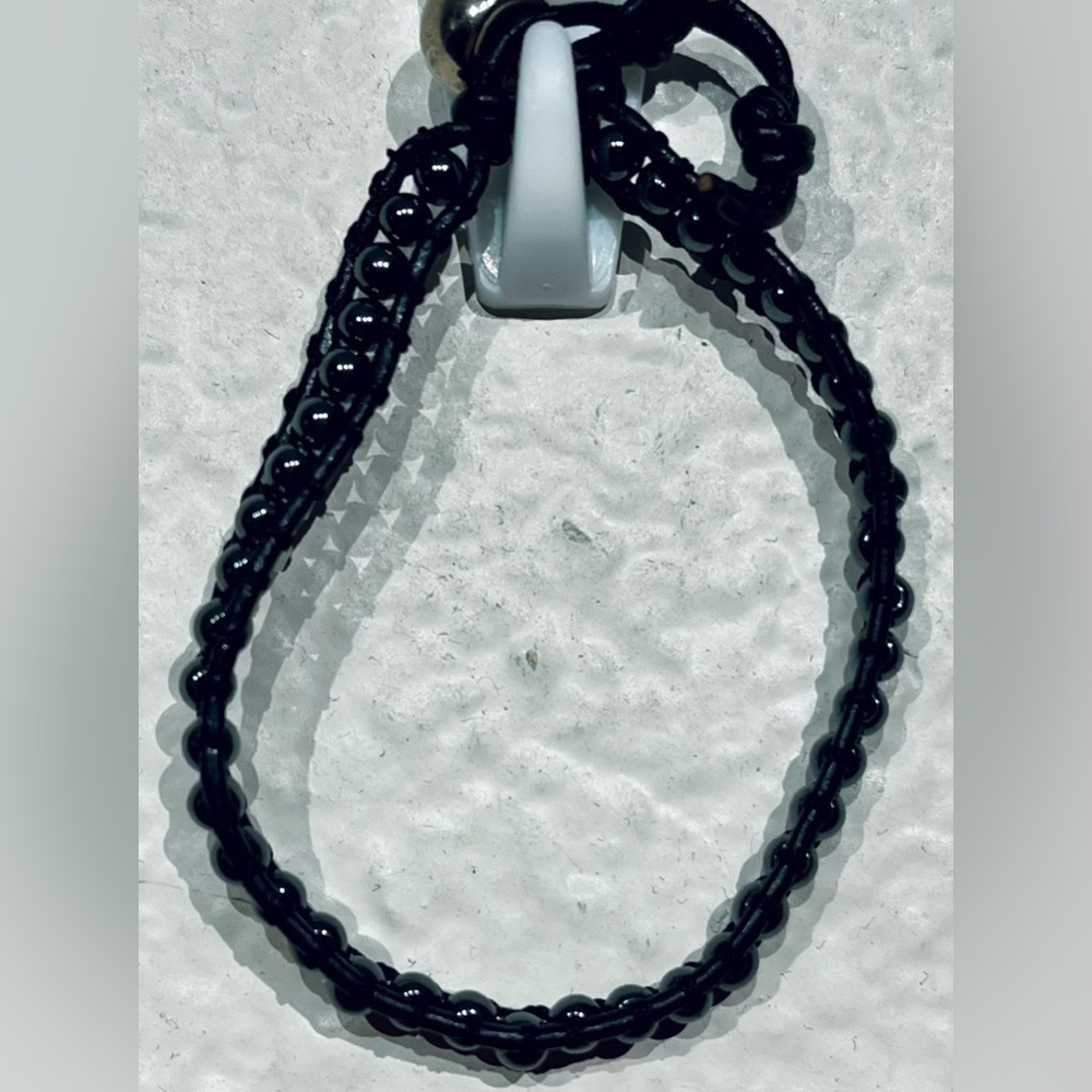 Black & Silver-tone Braided Bracelet